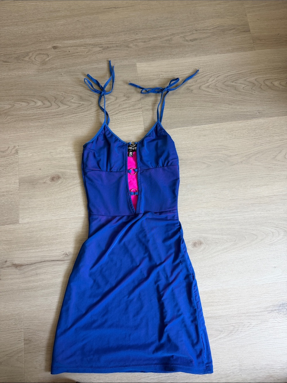 Blue Tie-Strap Mini Dress